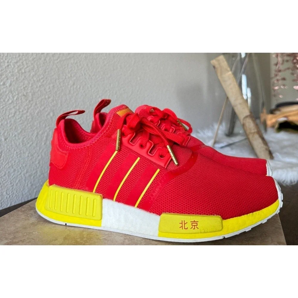 Adidas Sneakers Mens 7 NMD R1 Beijing Running Athletic Comfort Shoes Red Yellow